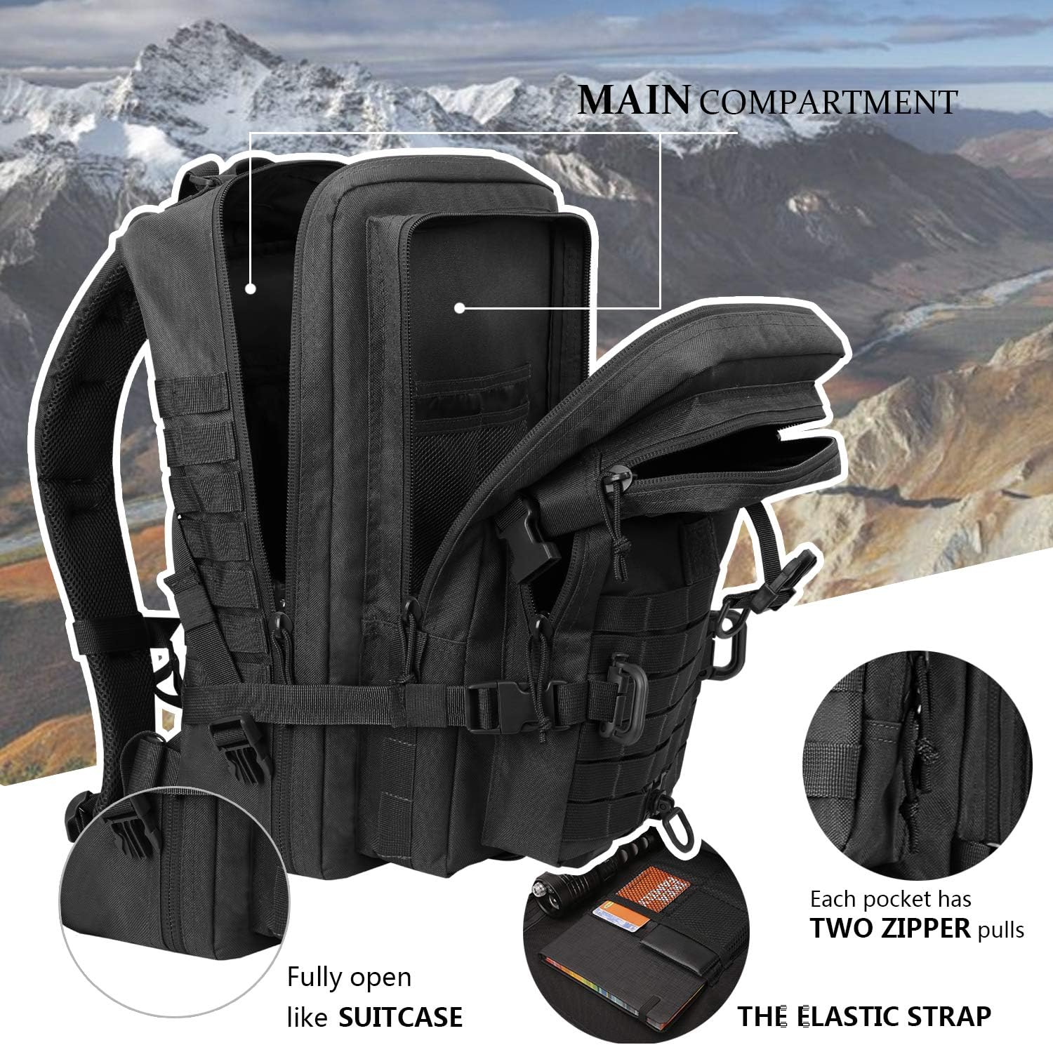 MOLLE Assault Pack, Tactical Backpack Military Army Camping Rucksack, 3-Day Pack - Image 3
