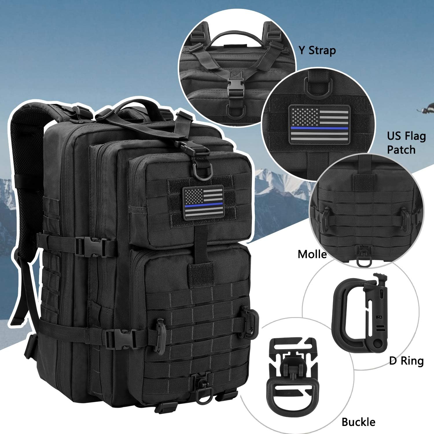 MOLLE Assault Pack, Tactical Backpack Military Army Camping Rucksack, 3-Day Pack - Image 4