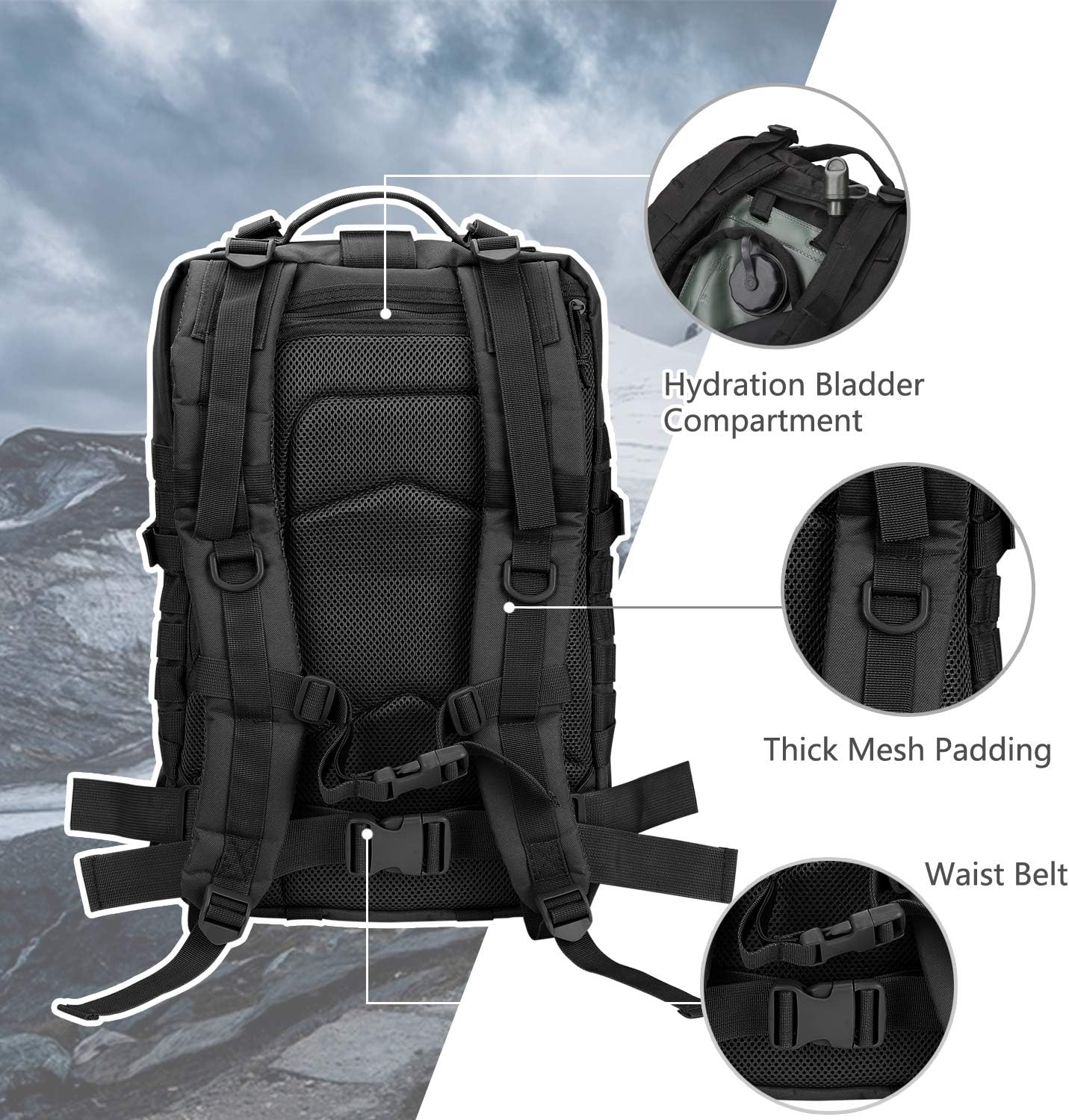 MOLLE Assault Pack, Tactical Backpack Military Army Camping Rucksack, 3-Day Pack - Image 5